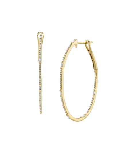 Saks Fifth Avenue Women's 14k Yellow Gold & 0.44 Tcw Diamond Hoop Earrings