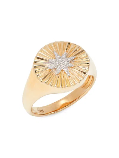Saks Fifth Avenue Women's 14k Yellow Gold & 0.48 Tcw Diamond Signet Star Ring