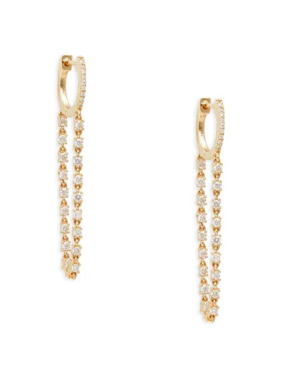 Saks Fifth Avenue Women's 14k Yellow Gold & 0.5 Tcw Diamond Dangle Huggie Hoop Earrings