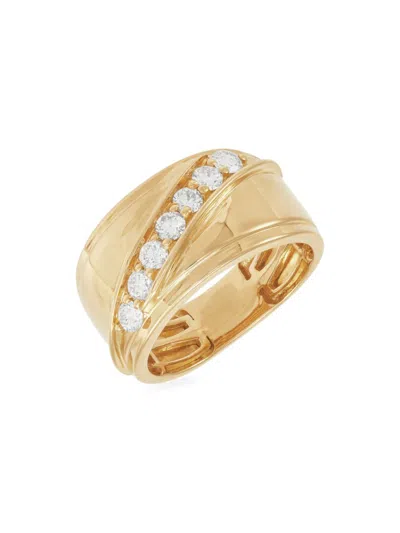 Saks Fifth Avenue Women's 14k Yellow Gold & 0.5 Tcw Lab Grown Diamond Sideway Band Ring