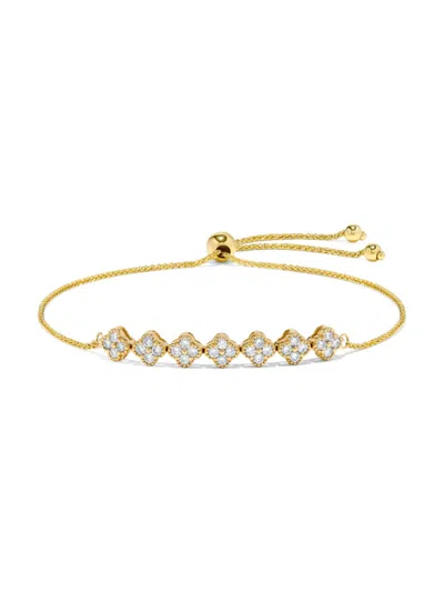 Saks Fifth Avenue Women's 14k Yellow Gold & 0.59 Tcw Diamond Clover Bolo Bracelet