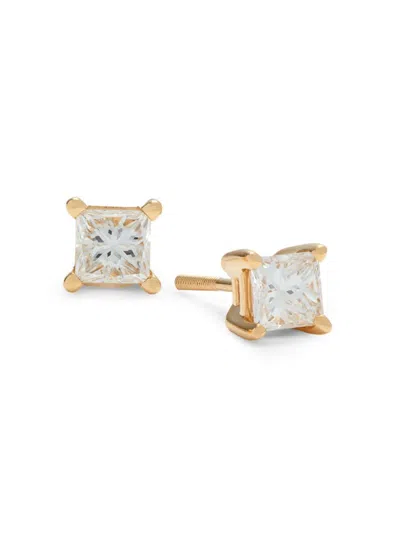 Saks Fifth Avenue Women's 14k Yellow Gold & 0.6 Tcw Diamond Princess Stud Earrings