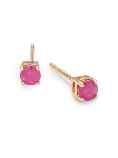 Saks Fifth Avenue Women's 14k Yellow Gold & 0.65 Tcw Ruby Stud Earrings