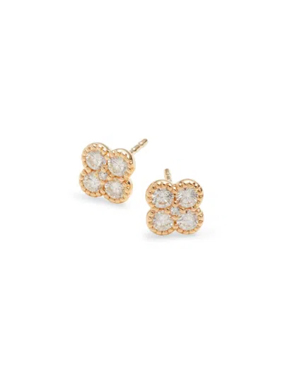 Saks Fifth Avenue Women's 14k Yellow Gold & 0.66 Tcw Diamond Clover Stud Earrings