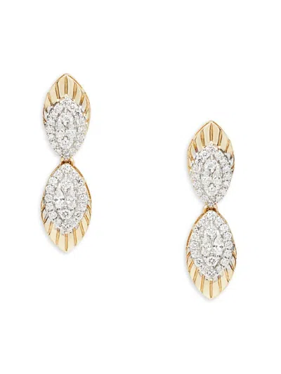Saks Fifth Avenue Women's 14k Yellow Gold & 0.7 Tcw Diamond Leaf Drop Earrings