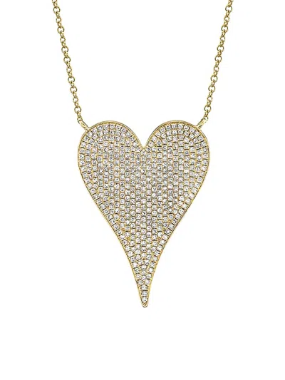 Saks Fifth Avenue Women's 14k Yellow Gold & 0.83 Tcw Diamond Heart Pendant Necklace