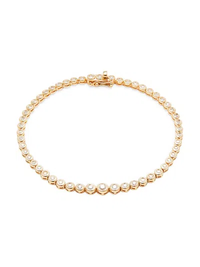 Saks Fifth Avenue Women's 14k Yellow Gold & 1 Tcw Diamond Bezel Tennis Bracelet