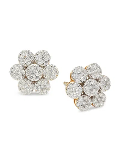 Saks Fifth Avenue Women's 14k Yellow Gold & 1.17 Tcw Diamond Small Cluster Stud Earrings