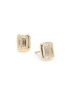 Saks Fifth Avenue Women's 14k Yellow Gold & 2 Tcw Lab Grown Diamond Emerald Bezel Stud Earrings In Emerald