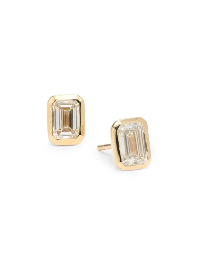 Saks Fifth Avenue Women's 14k Yellow Gold & 2 Tcw Lab Grown Diamond Emerald Bezel Stud Earrings