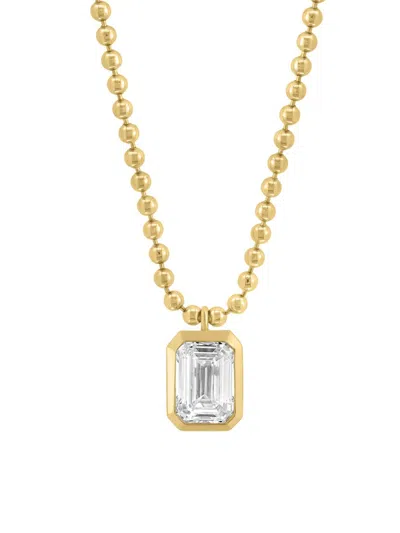 Saks Fifth Avenue Women's 14k Yellow Gold & 2.00 Tcw Emerald-cut Lab-grown Diamond Pendant Necklace