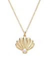 SAKS FIFTH AVENUE WOMEN'S 14K YELLOW GOLD & 3.3-3.5 CULTURED PEARL SHELL PENDANT NECKLACE