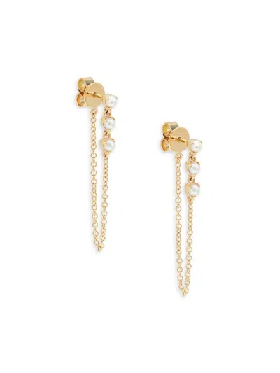 Saks Fifth Avenue Women's 14k Yellow Gold & 3mm Cultured Freshwater Pearl Chain Drop Earrings