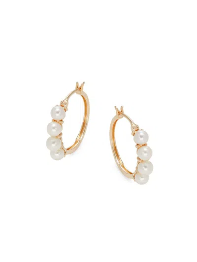 Saks Fifth Avenue Women's 14k Yellow Gold & 4-4.5mm Cultured Freshwater Pearl Hoop Earrings