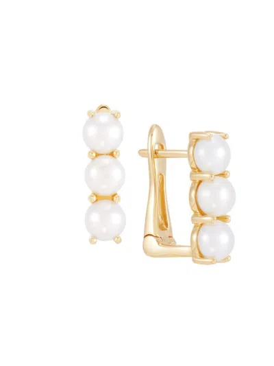 Saks Fifth Avenue Women's 14k Yellow Gold & 5-5.5mm Cultured Freshwater Pearl Huggie Earrings