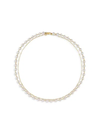 Saks Fifth Avenue Women's 14k Yellow Gold & 5-5.5mm Round Cultured Freshwater Pearl Necklace In White