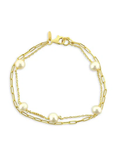 Saks Fifth Avenue Women's 14k Yellow Gold & 5-6.5mm Cultured Freshwater Pearl Link Bracelet
