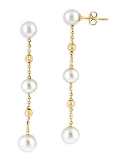 Saks Fifth Avenue Women's 14k Yellow Gold & 5-6mm Fresh Water Pearl Drop Earrings