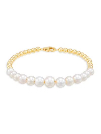 Saks Fifth Avenue Women's 14k Yellow Gold & 5-8.5mm Freshwater Pearl Bracelet