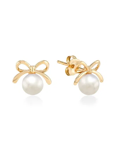 Saks Fifth Avenue Women's 14k Yellow Gold & 5.5-6mm Freshwater Pearl Bow Stud Earrings