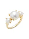 Saks Fifth Avenue Women's 14k Yellow Gold & 6-10.5mm Round White Freshwater Cultured Pearl Ring In Yellow Gold