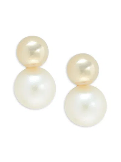 Saks Fifth Avenue Women's 14k Yellow Gold & 6mm Cultured Freshwater Pearl Drop Earrings In White