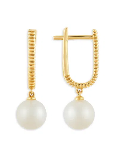 Saks Fifth Avenue Women's 14k Yellow Gold & 7-7.5mm Freshwater Pearl Drop Earrings