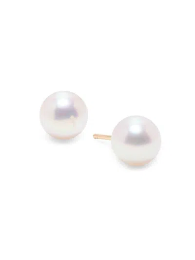 Saks Fifth Avenue Women's 14k Yellow Gold & 7mm Akoya Pearl Stud Earrings