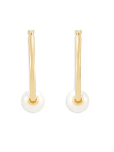 Saks Fifth Avenue Women's 14k Yellow Gold & 8mm Freshwater Pearl Hoop Earrings