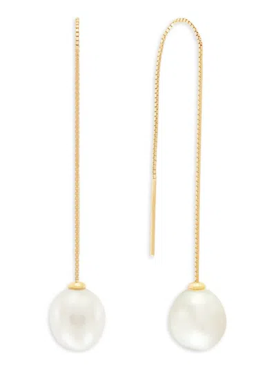 Saks Fifth Avenue Women's 14k Yellow Gold & 9.5-10mm Freshwater Pearl Threader Earrings