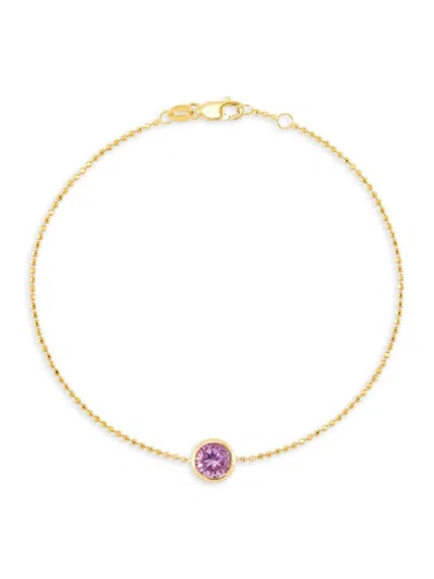 Saks Fifth Avenue Women's 14k Yellow Gold & Amethyst Beaded Chain Bracelet