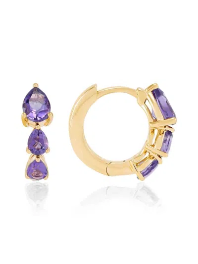 Saks Fifth Avenue Women's 14k Yellow Gold & Amethyst Huggie Earrings