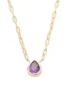 SAKS FIFTH AVENUE WOMEN'S 14K YELLOW GOLD & AMETHYST PAPERCLIP NECKLACE