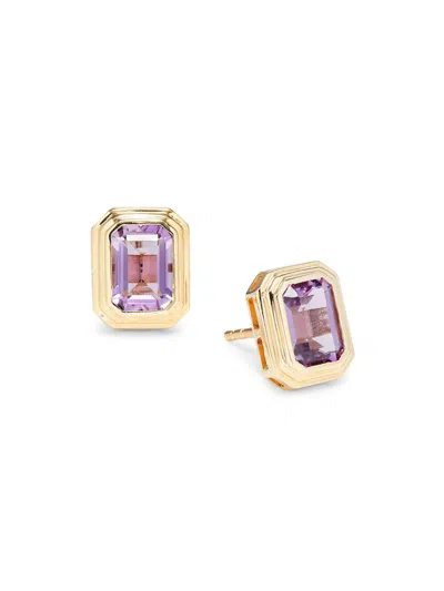 Saks Fifth Avenue Women's 14k Yellow Gold & Amethyst Stud Earrings