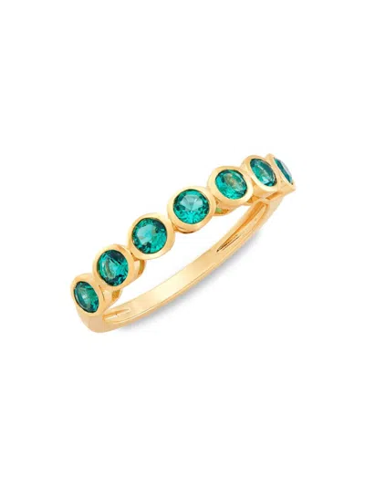 Saks Fifth Avenue Women's 14k Yellow Gold & Bezel Created Emerald Band Ring