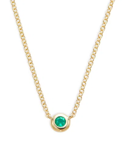 Saks Fifth Avenue Women's 14k Yellow Gold & Bezel Emerald Necklace
