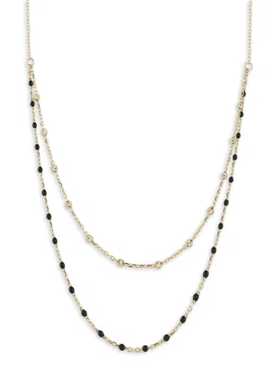 Saks Fifth Avenue Women's 14k Yellow Gold & Black Enamel Beaded Layered Necklace