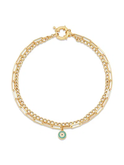 Saks Fifth Avenue Women's 14k Yellow Gold & Blue Enamel Evil Eye Layered Bracelet