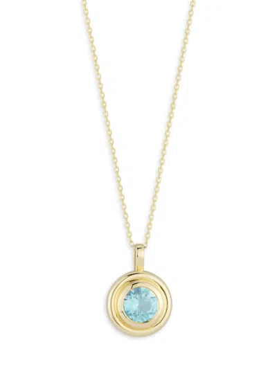 Saks Fifth Avenue Women's 14k Yellow Gold & Blue Topaz Medallion Pendant Necklace