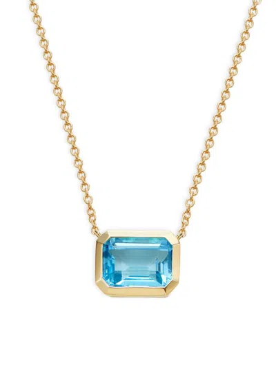 Saks Fifth Avenue Women's 14k Yellow Gold & Blue Topaz Pendant Necklace