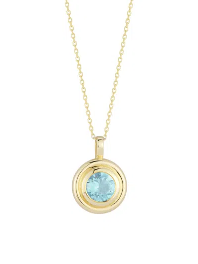Saks Fifth Avenue Women's 14k Yellow Gold & Blue Topaz Pendant Necklace/16"