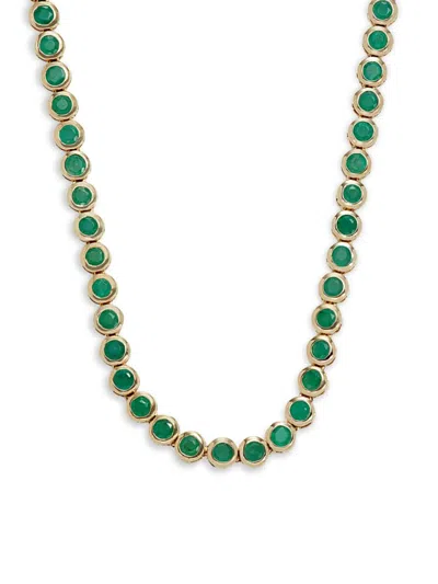 Saks Fifth Avenue Women's 14k Yellow Gold & Brazilian Emerald Necklace In Green