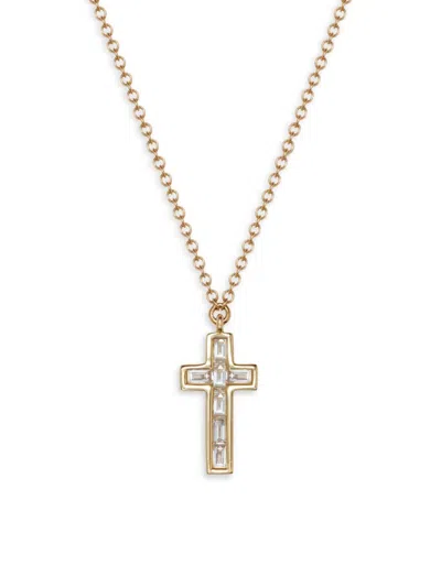 Saks Fifth Avenue Women's 14k Yellow Gold & Diamond Cross Pendant Necklace