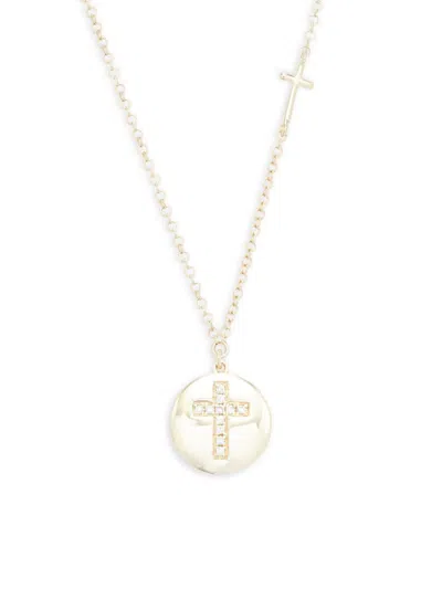 Saks Fifth Avenue Women's 14k Yellow Gold & Diamond Cross Pendant Necklace