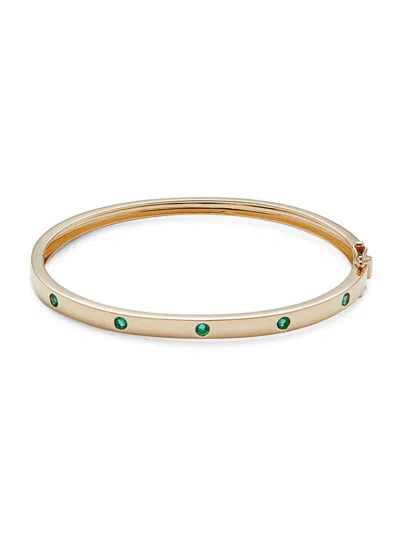 Saks Fifth Avenue Women's 14k Yellow Gold & Emerald Bangle Bracelet