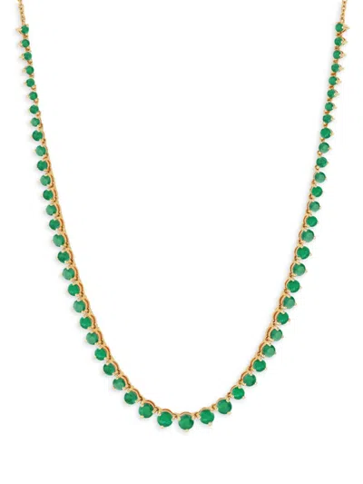 Saks Fifth Avenue Women's 14k Yellow Gold & Emerald Cable Chain Necklace In Green