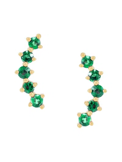 Saks Fifth Avenue Women's 14k Yellow Gold & Emerald Leaf Earrings In Green