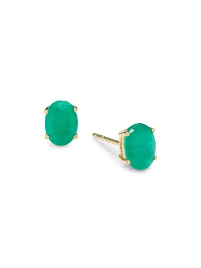 Saks Fifth Avenue Women's 14k Yellow Gold & Emerald Stud Earrings In Neutral