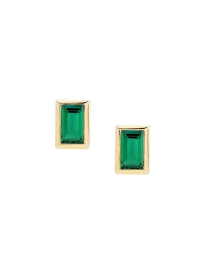 Saks Fifth Avenue Women's 14k Yellow Gold & Emerald Stud Earrings In Green