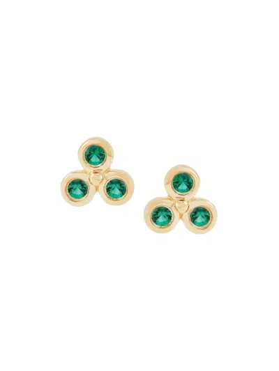 Saks Fifth Avenue Women's 14k Yellow Gold & Emerald Stud Earrings In Green